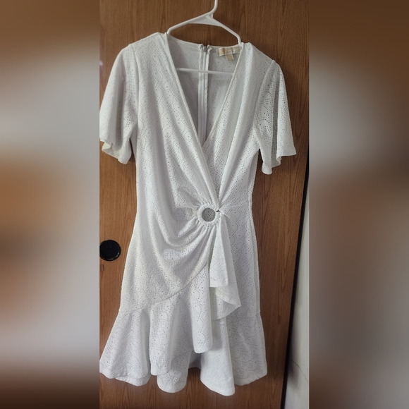 Michael Kors White Asymmetrical Wrap Mini Dress - Picture 3 of 4